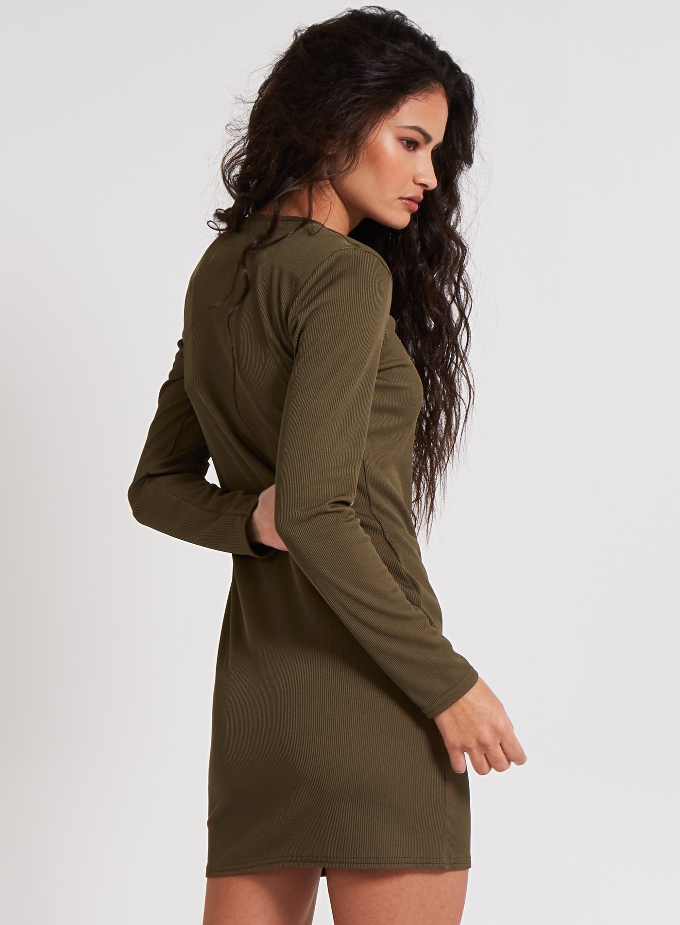 Ribbed Padded Shoulder Mini Dress view 4