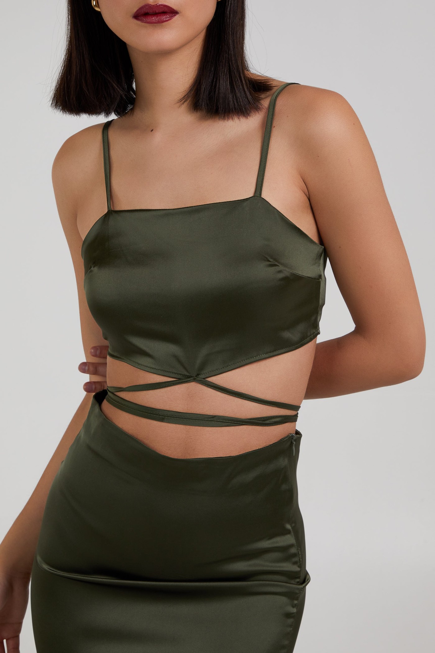 Silky Tie Wrap Cami Top view 3
