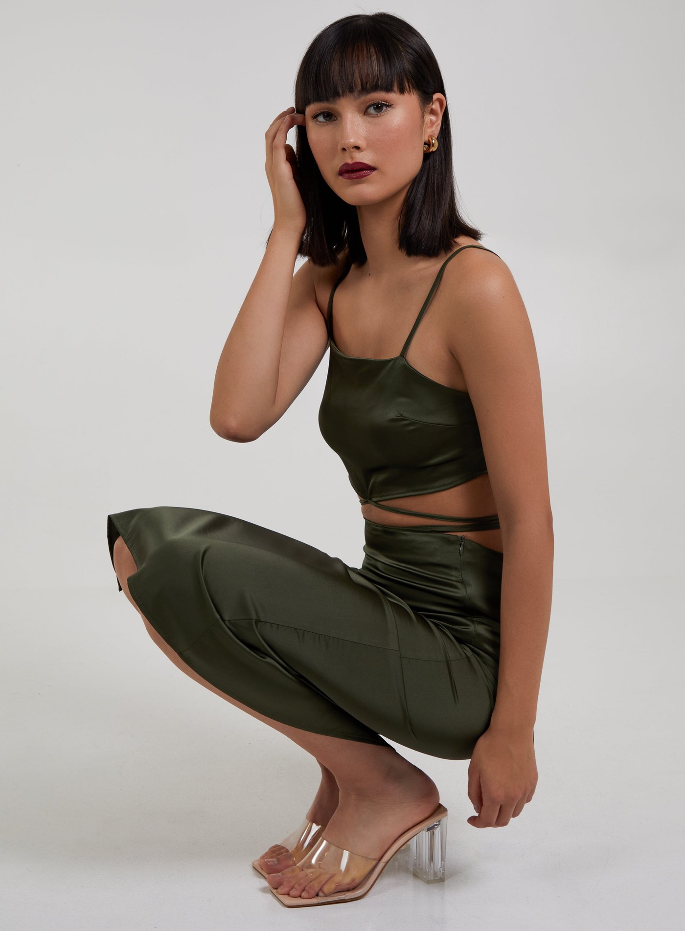 Silky Tie Wrap Cami Top view 4