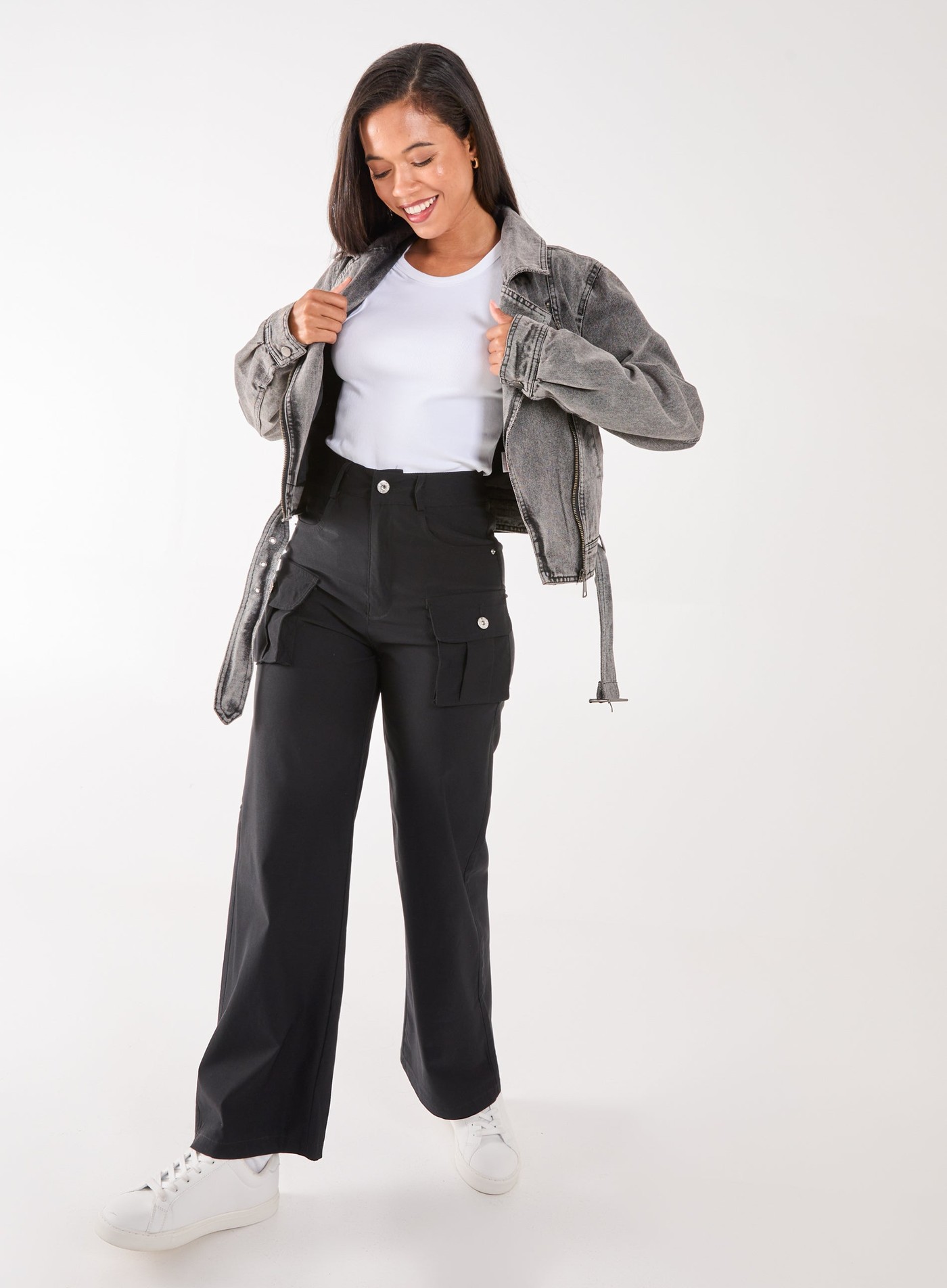 Oversized Pocket Wide Leg Cargo Trousers
