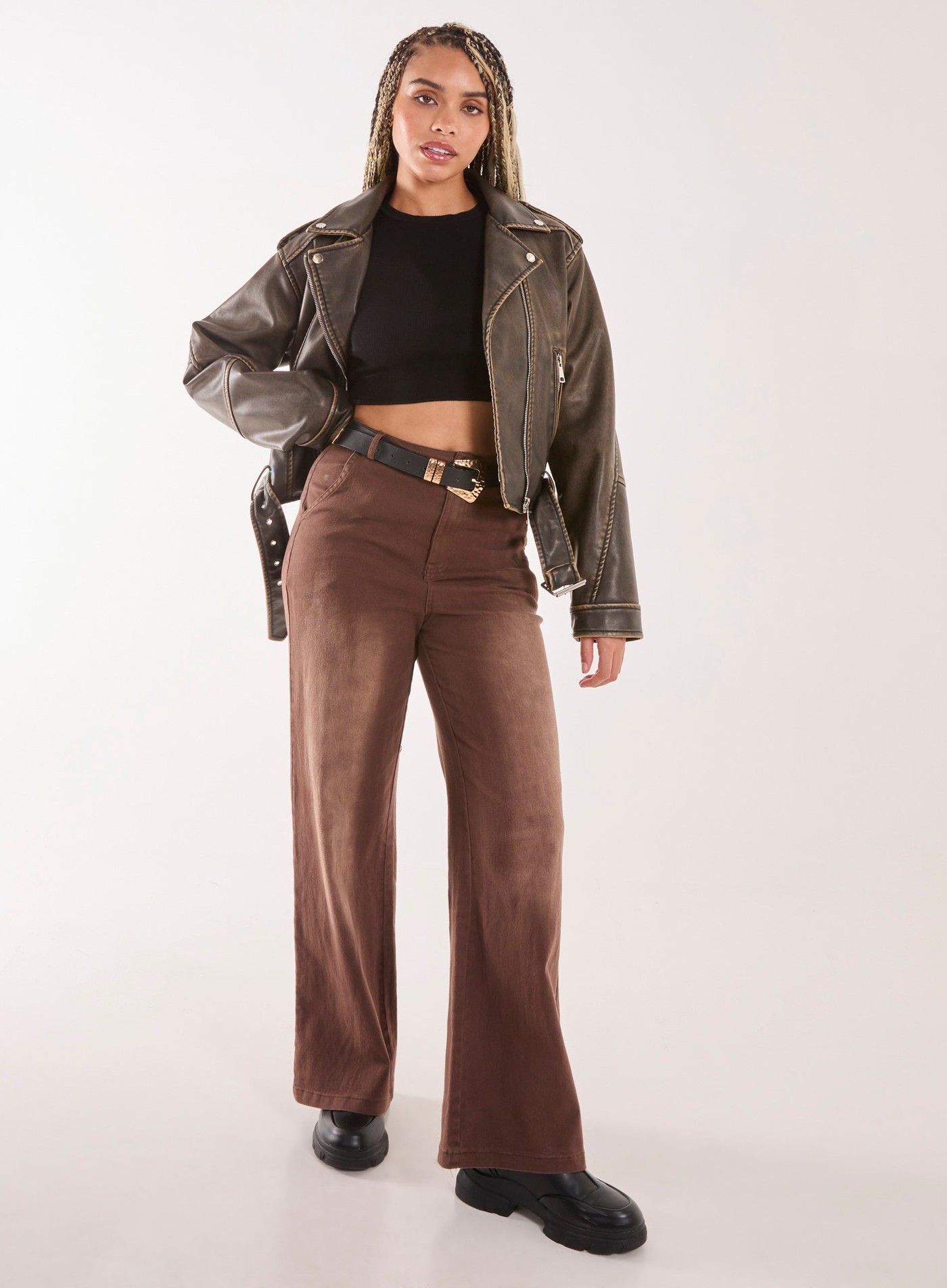 Acid Wash Wide Leg Jeans