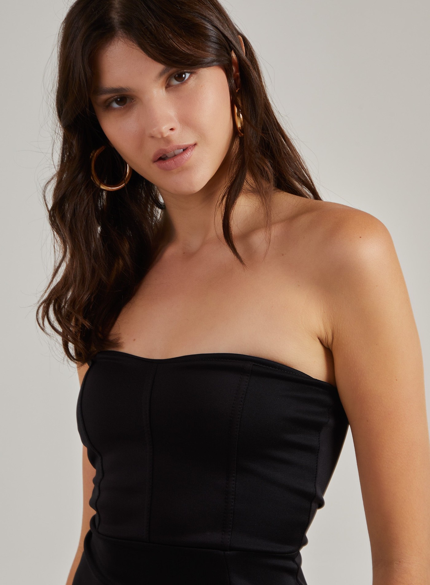 Scuba Side Split Strapless Dress view 3